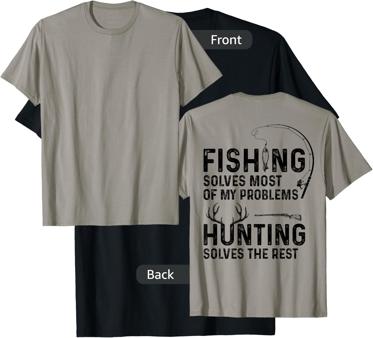 Fishing solves most of my problems ( On Back ) T-Shirt - T-Shirt | Black