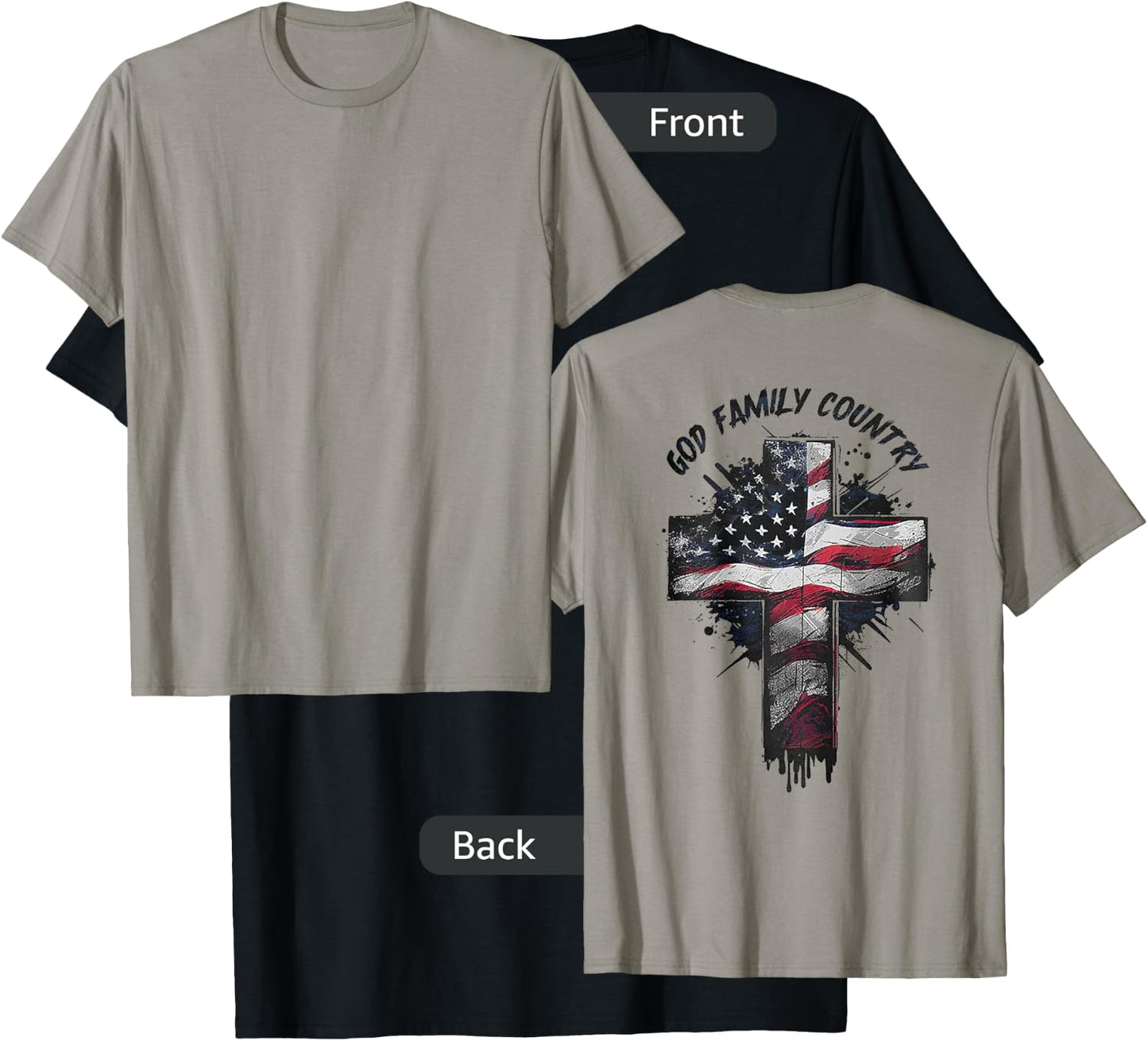 God Family Country (on back) T-Shirt - T-Shirt | Black