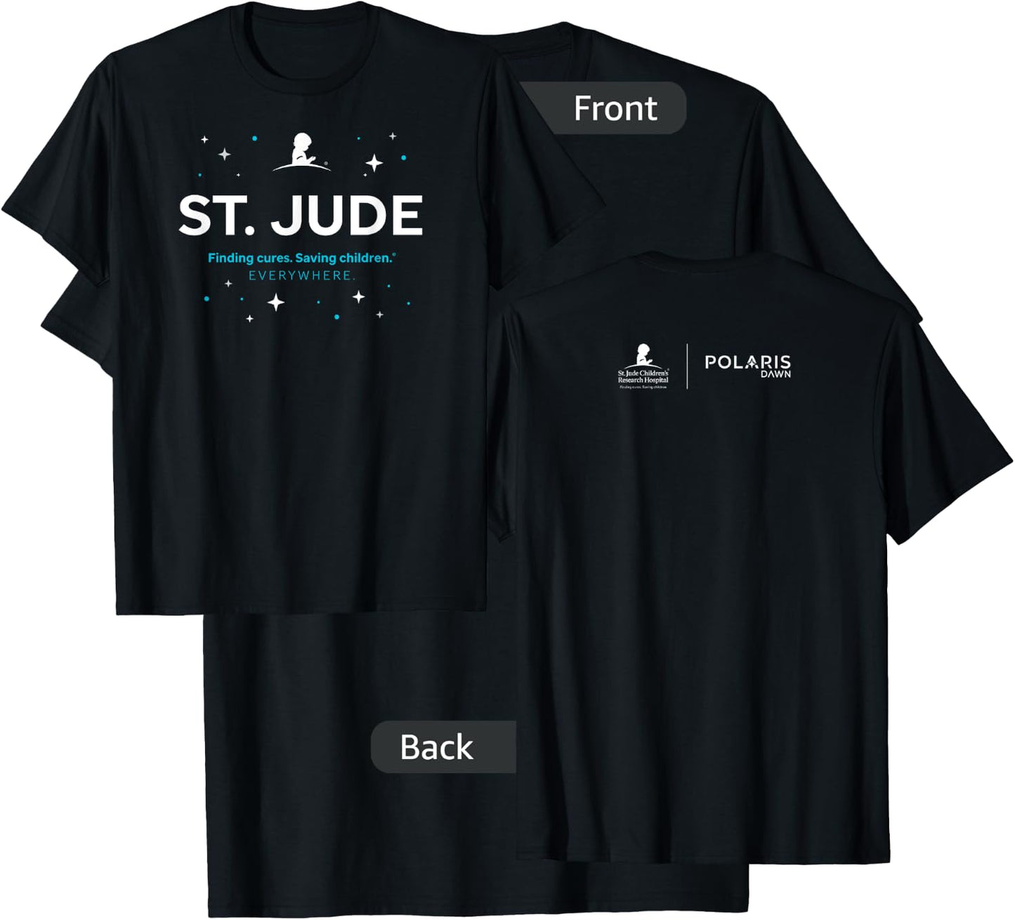 St. Jude "Finding Cures. Saving Children. EVERYWHERE" Stars T-Shirt - T-Shirt | Black