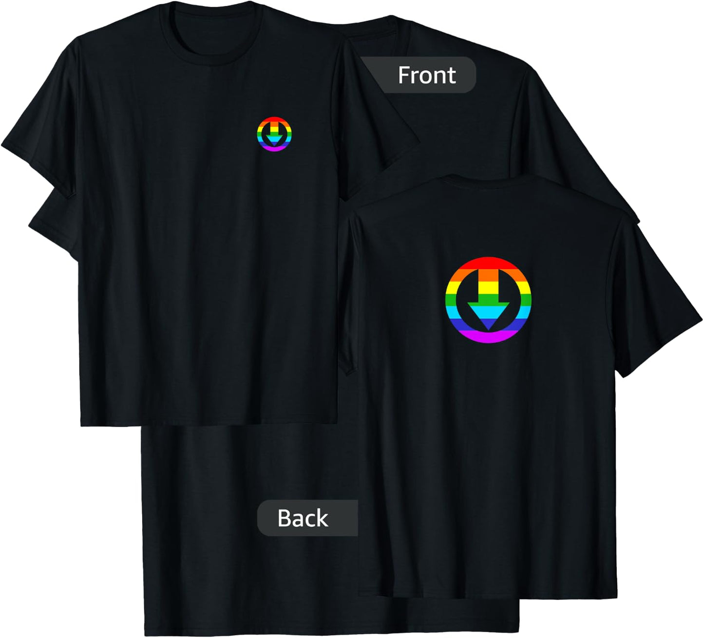 Men's Subtle Chastity Cage Logo with Rainbow Design T-Shirt - T-Shirt | Black