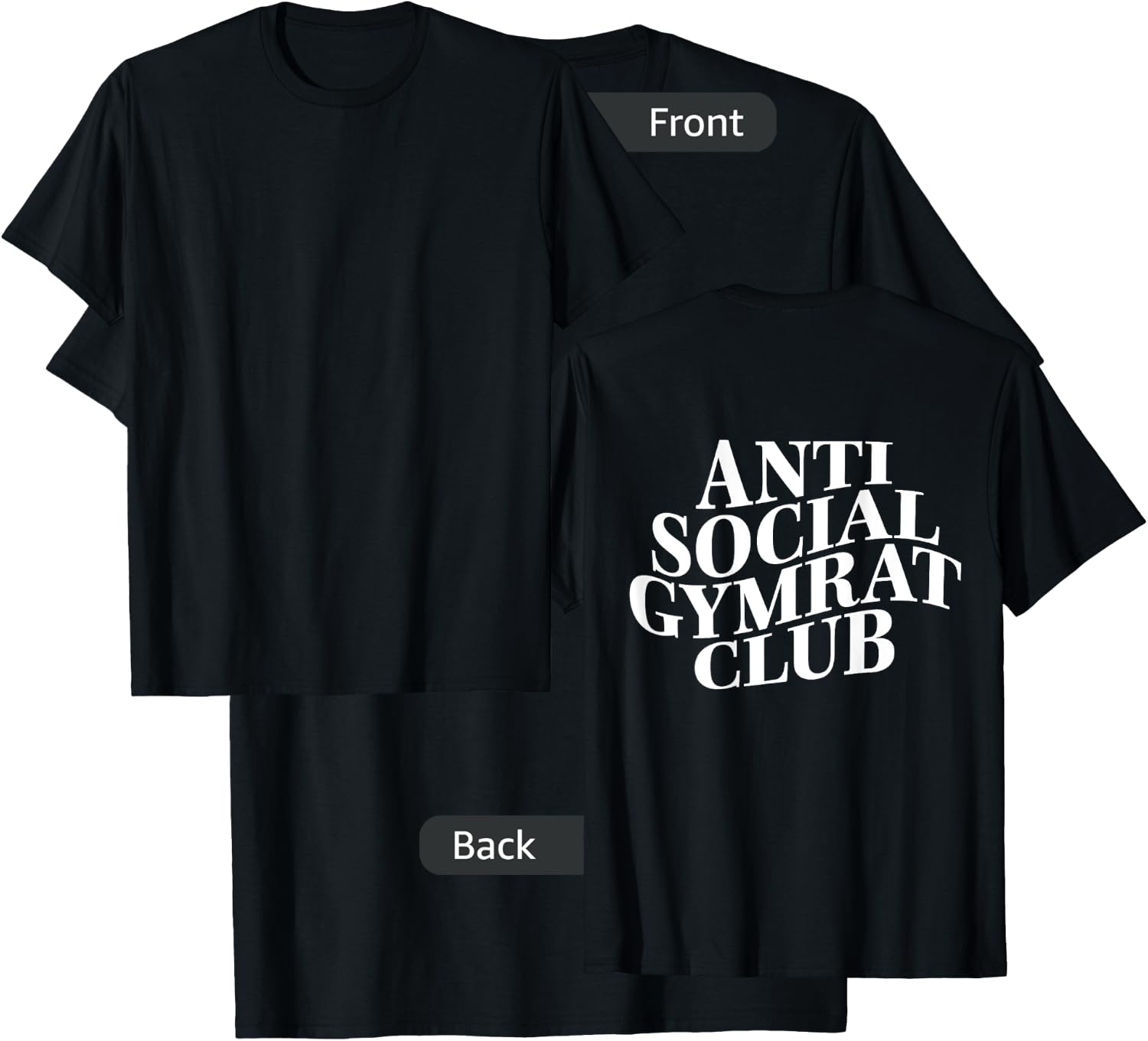 Gym workout "Anti Social Gym Rat" back bodybuilding fitness T-Shirt - T-Shirt | Black