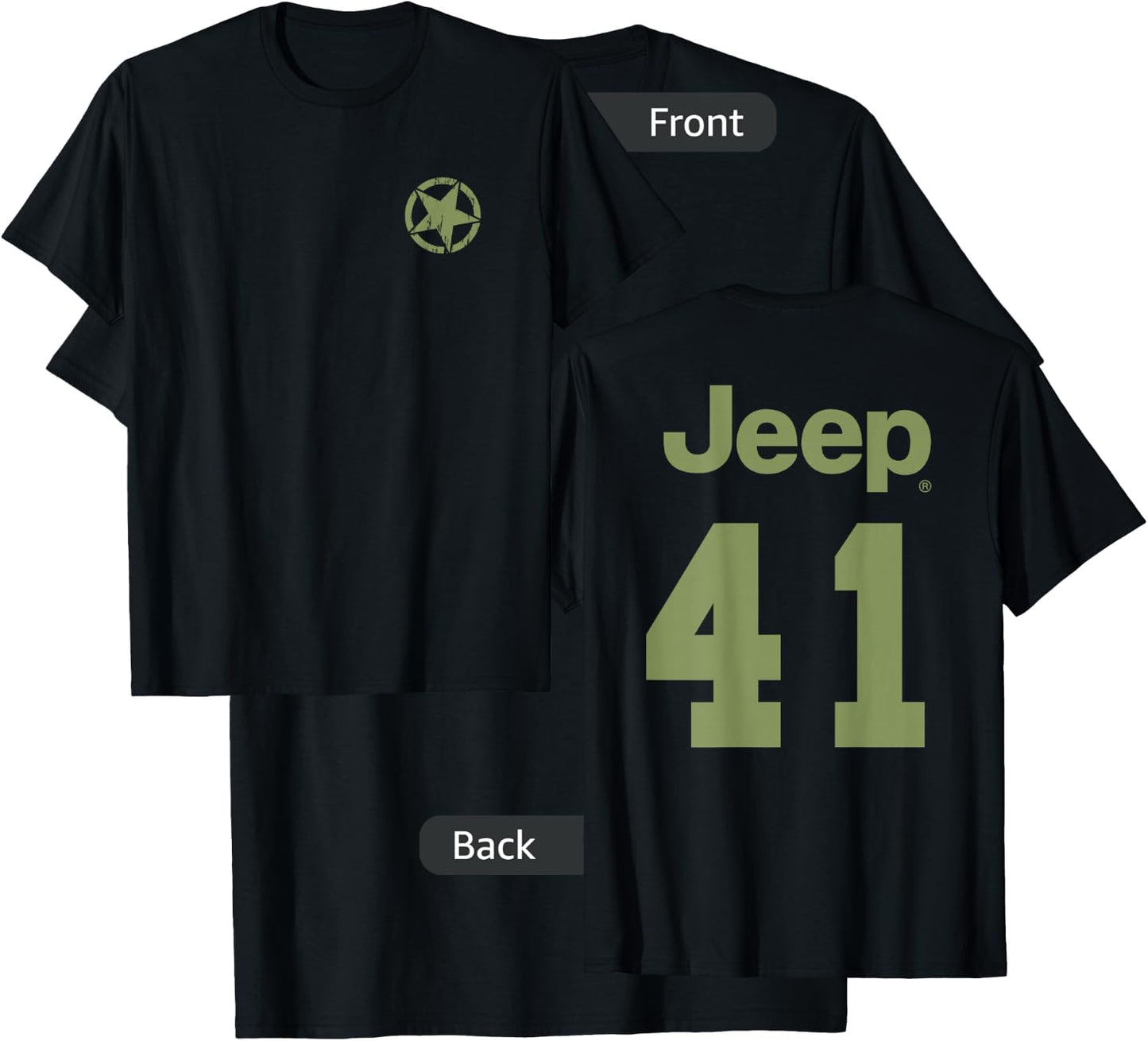 Jeep Star Jersey (Front/Back Print) T-Shirt - T-Shirt | Black