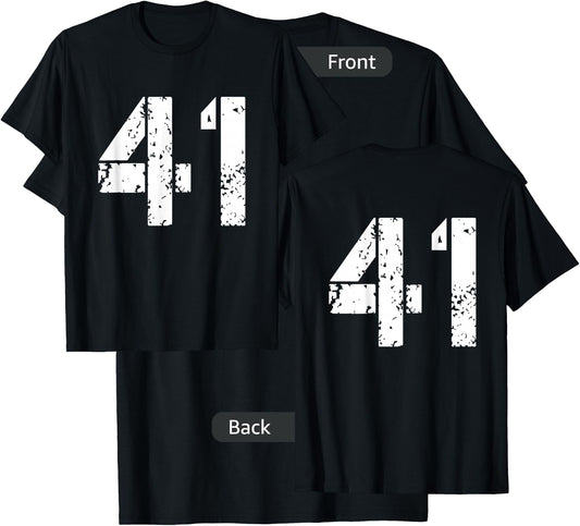 Number 41 Front + Back Varsity Team - 41th Birthday T-Shirt - T-Shirt | Black