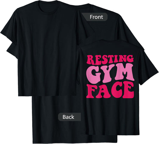 Resting Gym Face on back T-Shirt - T-Shirt | Black