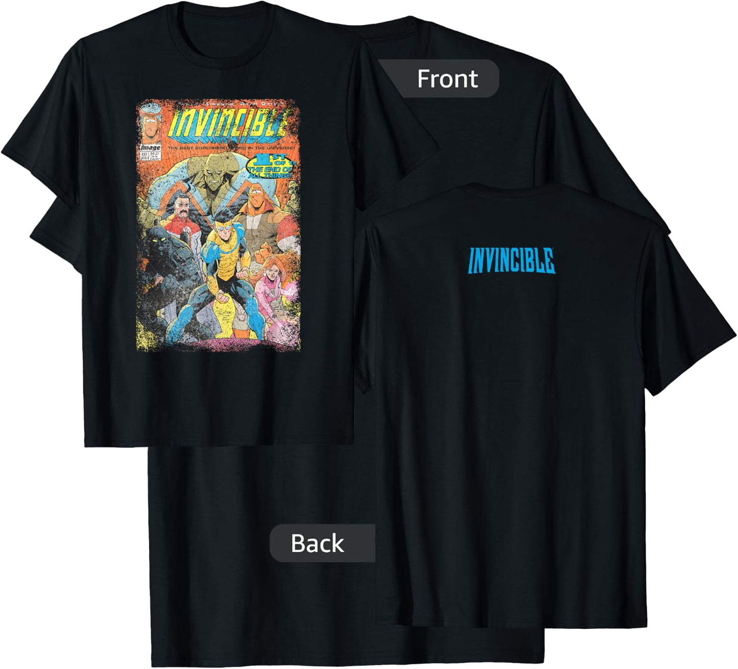 Invincible Distressed Cover - Homage T-Shirt - T-Shirt | Black