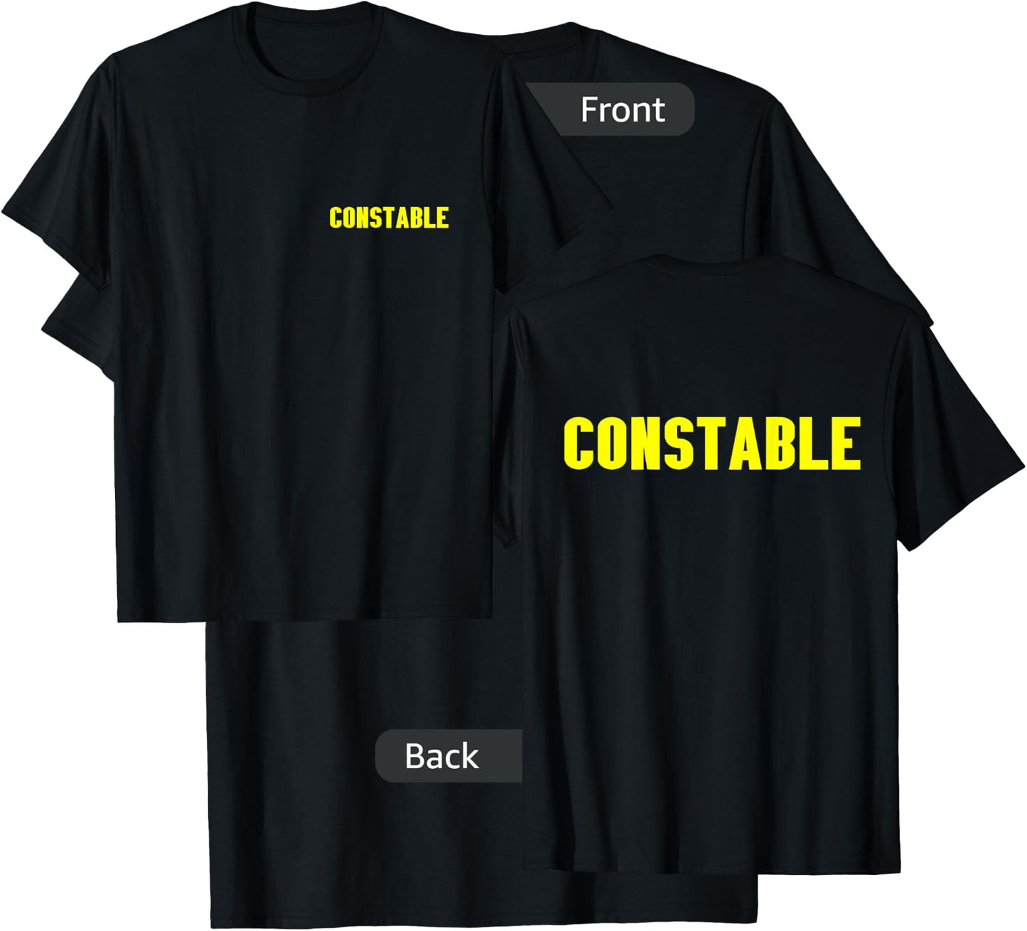 Constable YELLOW FRONT AND BACK PRINT Both Sides On Duty T-Shirt - T-Shirt | Black
