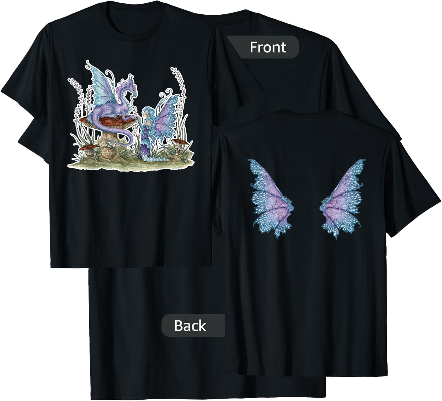 Amy Brown Companions Fairy & Dragon T-Shirt - T-Shirt | Black