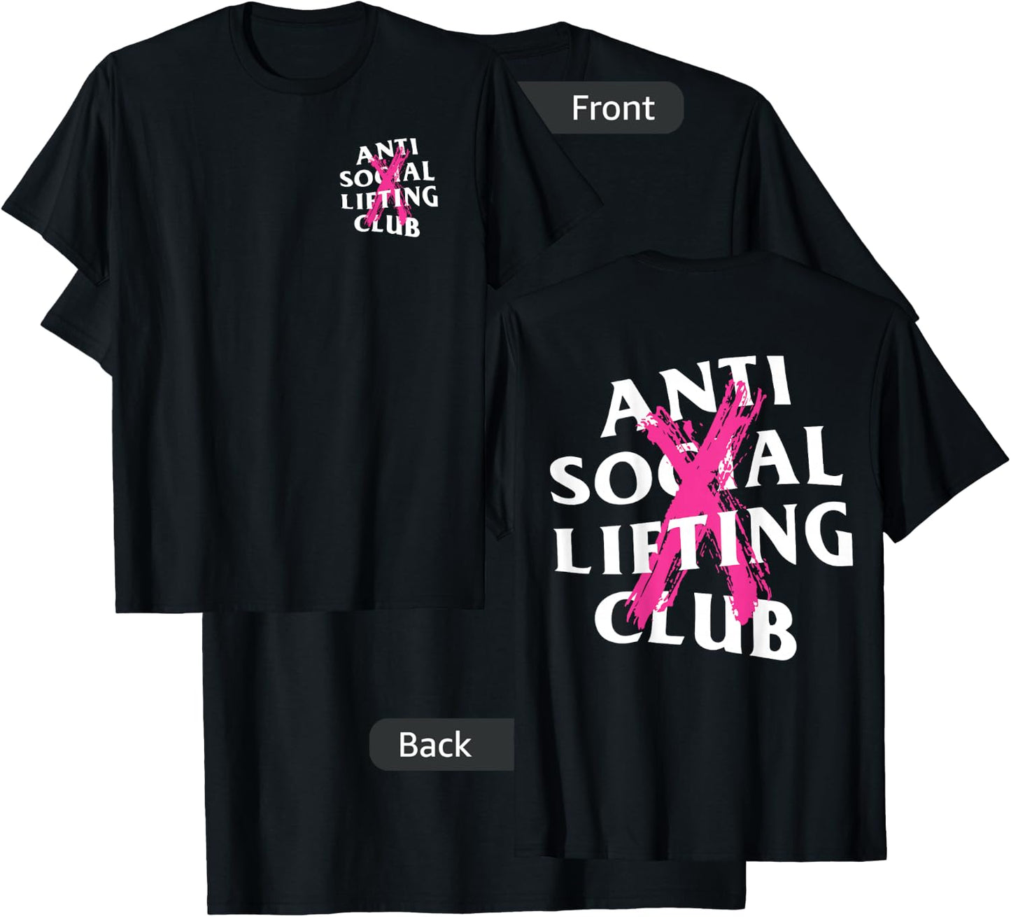 Anti Social Lifting Club: Canceled Pink (Front + Back) T-Shirt - T-Shirt | Black