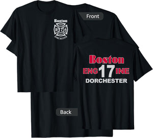 Boston Fire Department Engine 17 Dorchester - Light Graphics T-Shirt - T-Shirt | Black