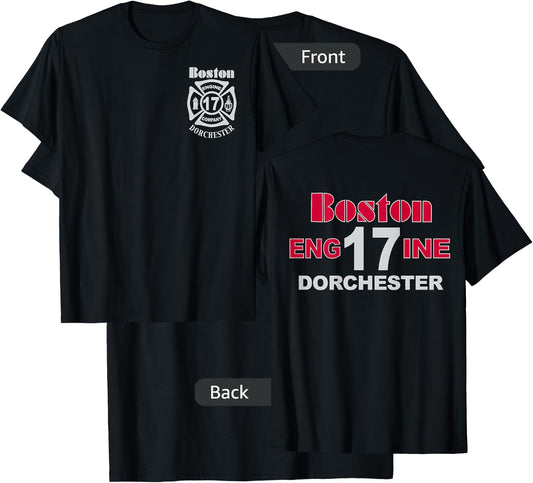 Boston Fire Department Engine 17 Dorchester - Light Graphics T-Shirt - T-Shirt | Black
