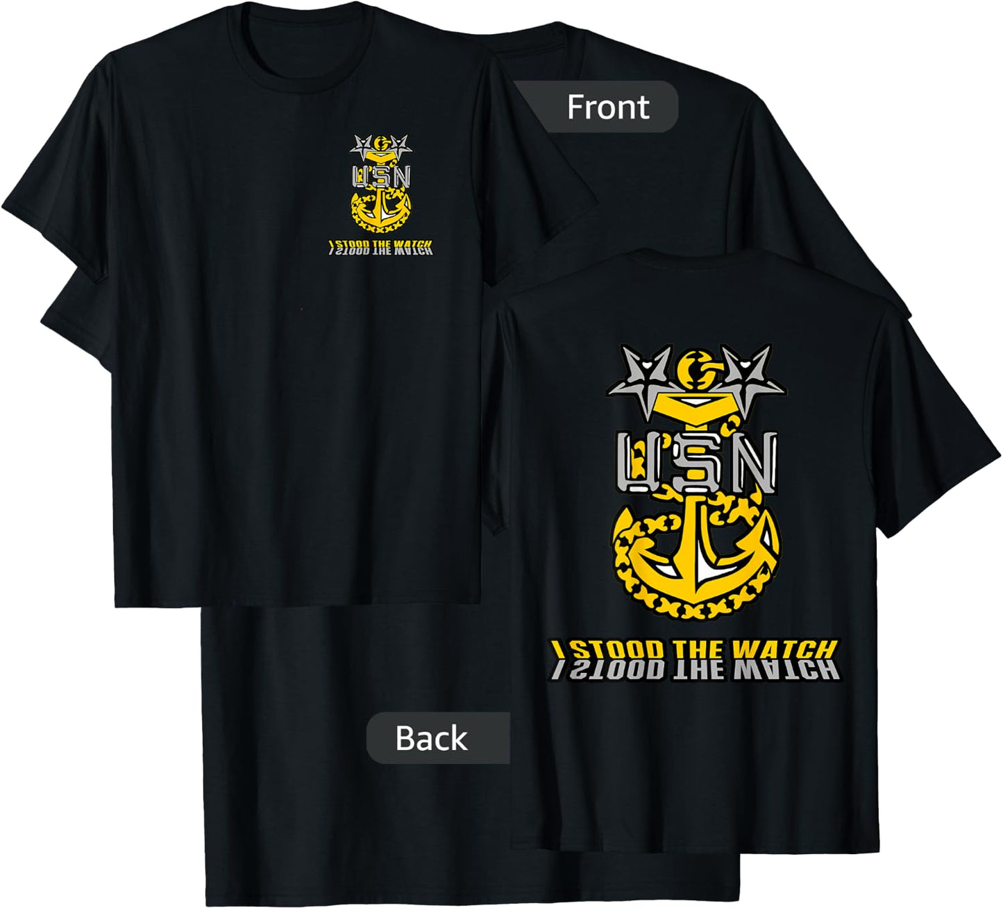 Navy MCPO - I Stood the Watch T-Shirt - T-Shirt | Black