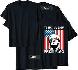 This Is My Pride Flag Trump American Flag 4th July On Back Men T-Shirt - T-Shirt | Black
