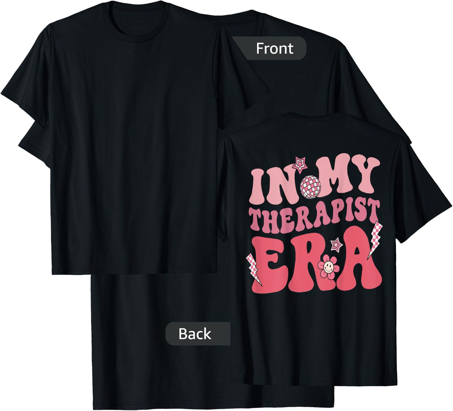 Groovy Retro In My Therapist Era, Counseling (On Back) T-Shirt - T-Shirt | Black