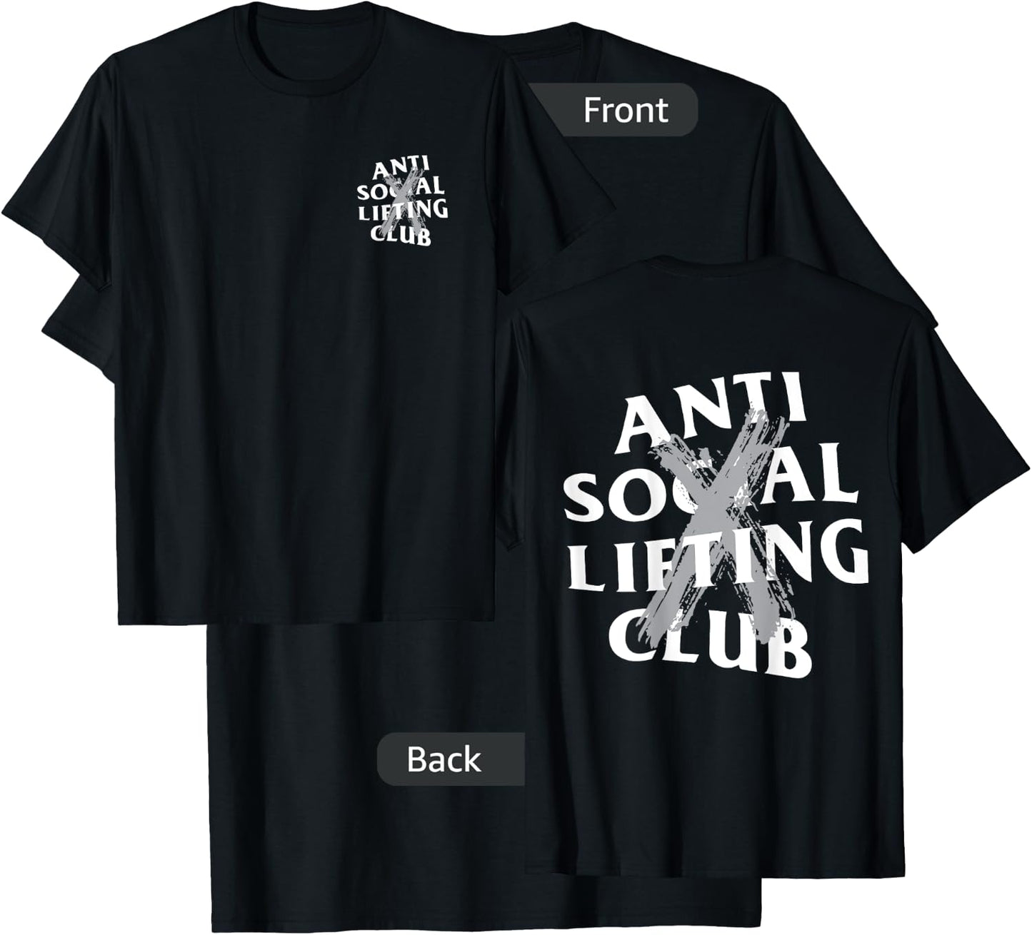 Anti Social Lifting Club: Canceled Gray (Front + Back) T-Shirt - T-Shirt | Black