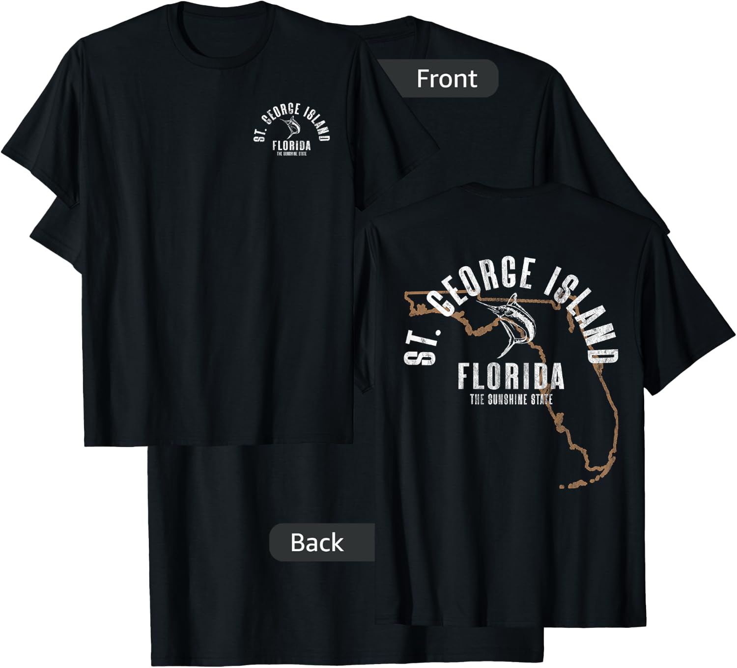 St. George Island Florida FL Retro Vintage Front & Back T-Shirt - T-Shirt | Black