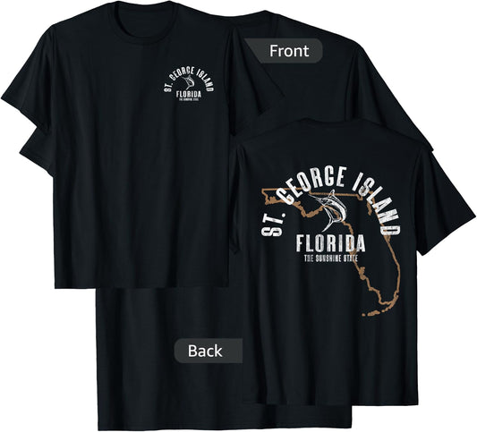 St. George Island Florida FL Retro Vintage Front & Back T-Shirt - T-Shirt | Black