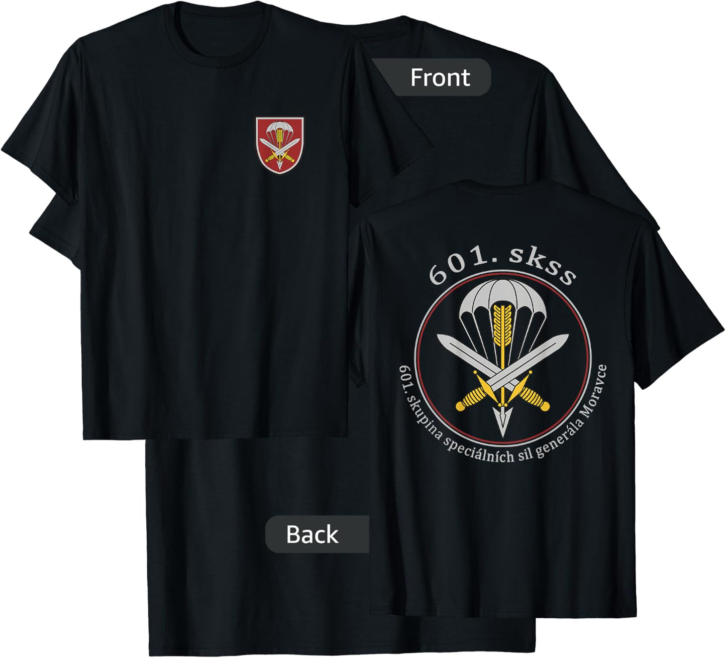 Czech 601st Special Force Moravec Army Military T-Shirt - T-Shirt | Black