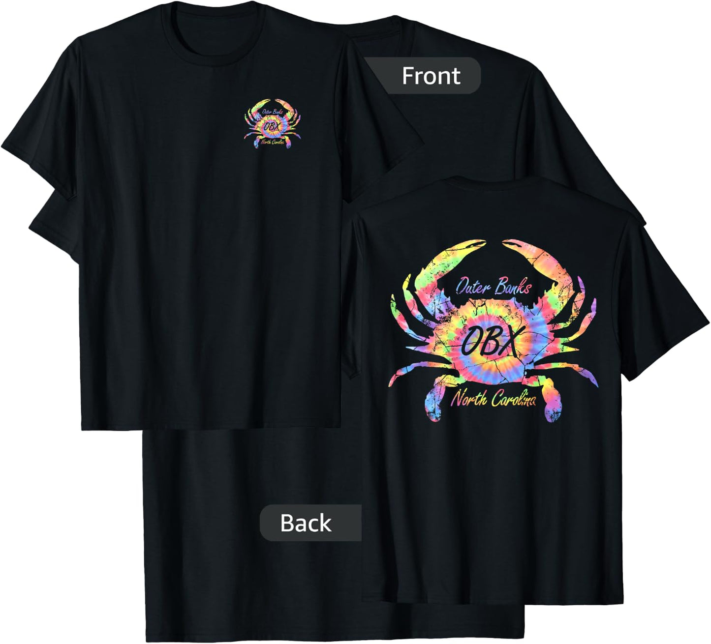 Outer Banks North Carolina Crab OBX Beach Nature Lover Gifts Women Kids T-Shirt - T-Shirt | Black