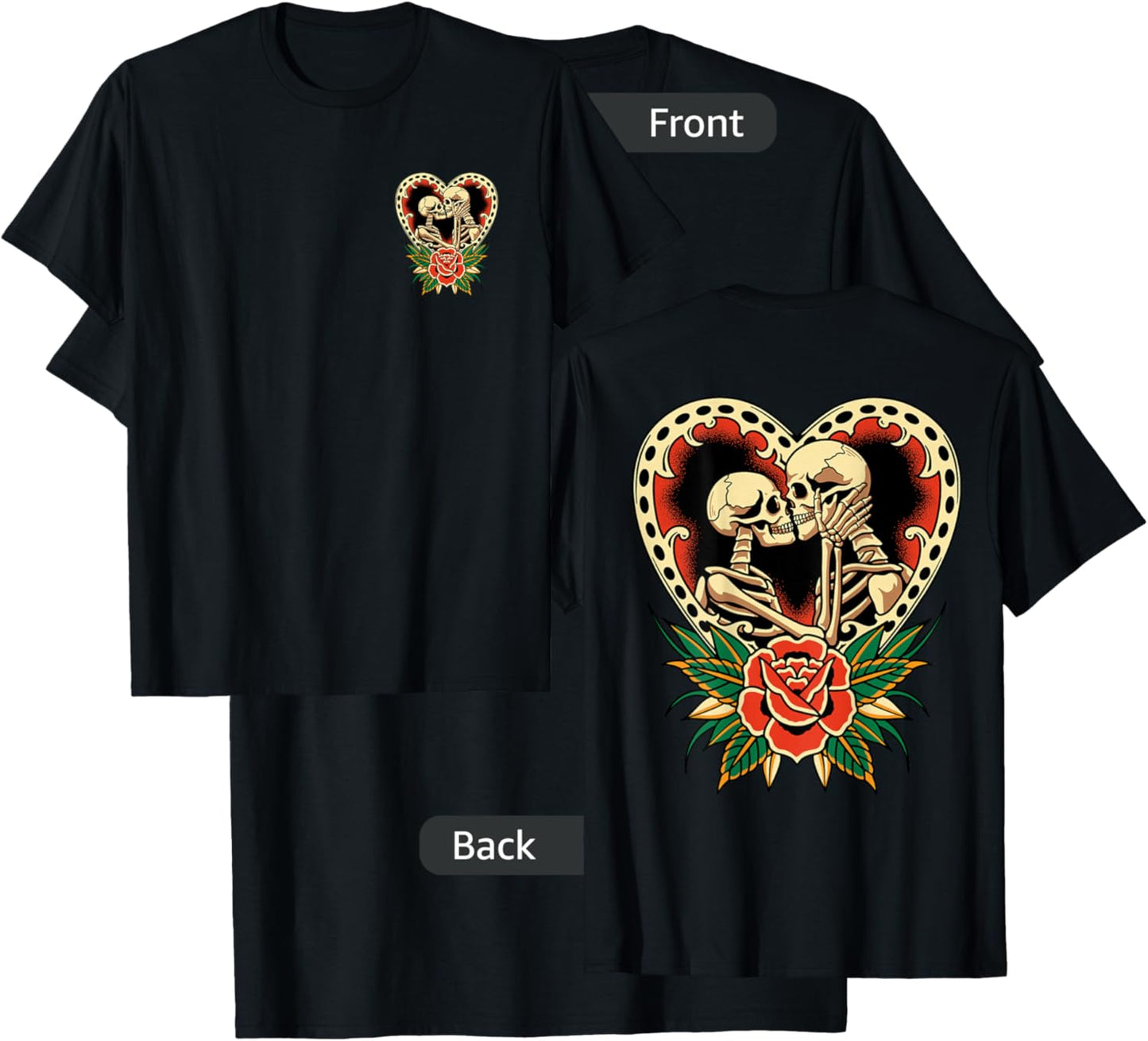 The Lovers Skeletons Vintage Traditional Tattoo Retro Alt T-Shirt - T-Shirt | Black