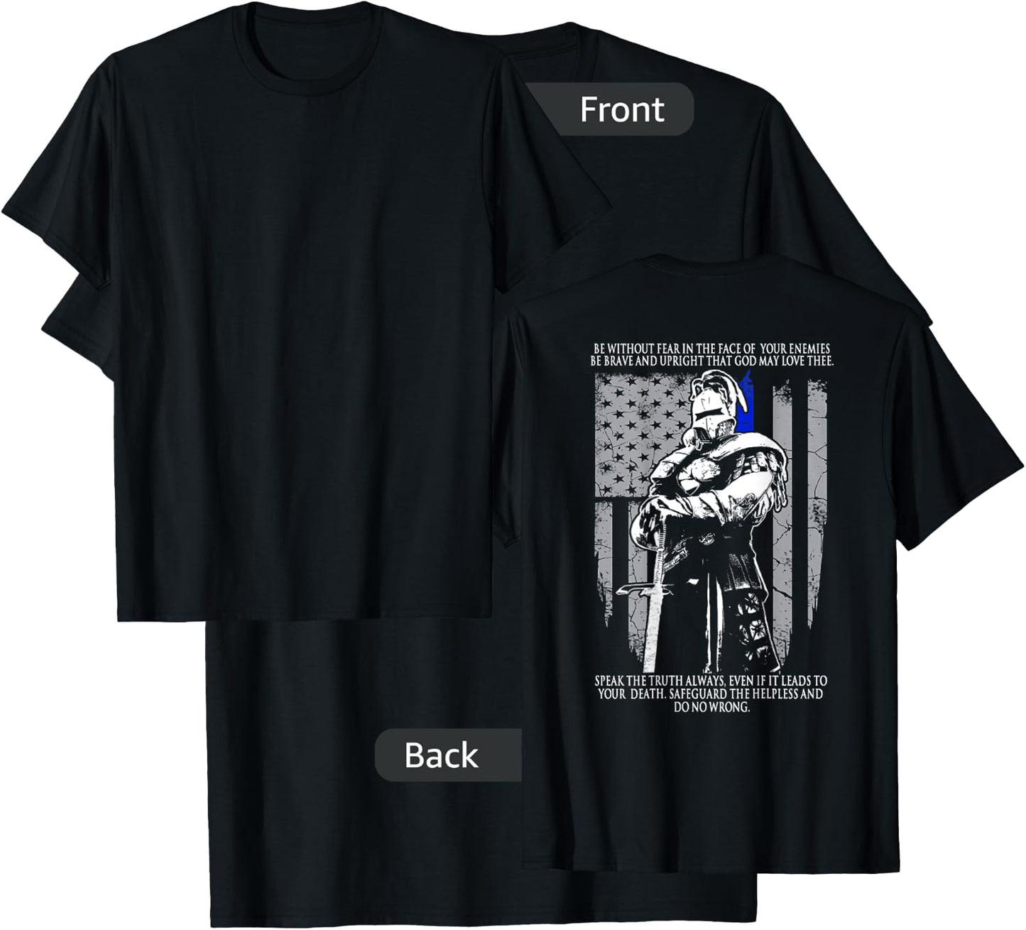 Be Without Fear In The Face Of Your Enemies Crusader T-Shirt - T-Shirt | Black