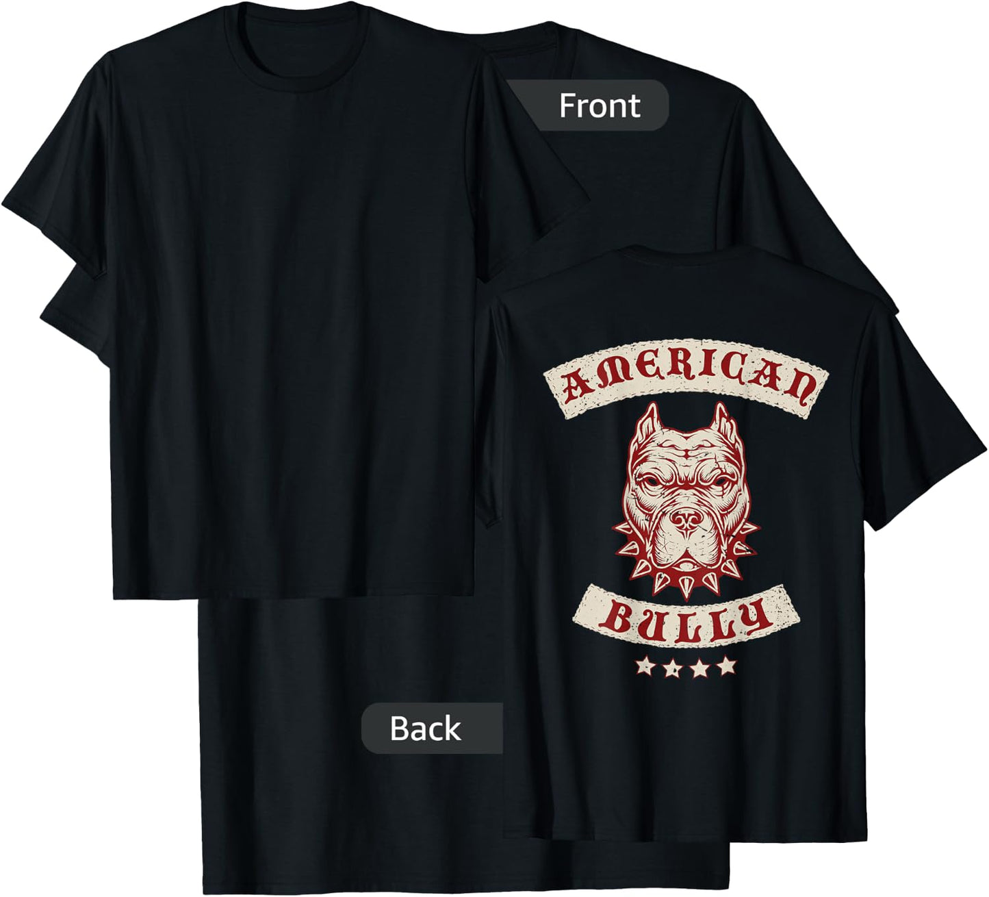 American Bully Pit Bull Dog Breed MC Style (Design on Back) T-Shirt - T-Shirt | Black