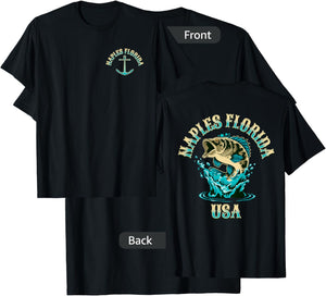 Naples Florida USA Fishing Design T-Shirt - T-Shirt | Black
