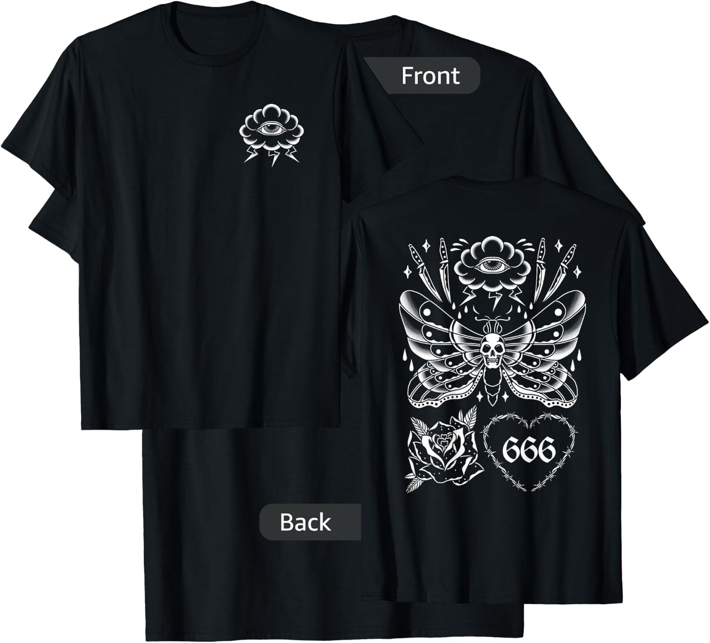 American Traditional Tattoo Edgy Vintage Old School Flash T-Shirt - T-Shirt | Black