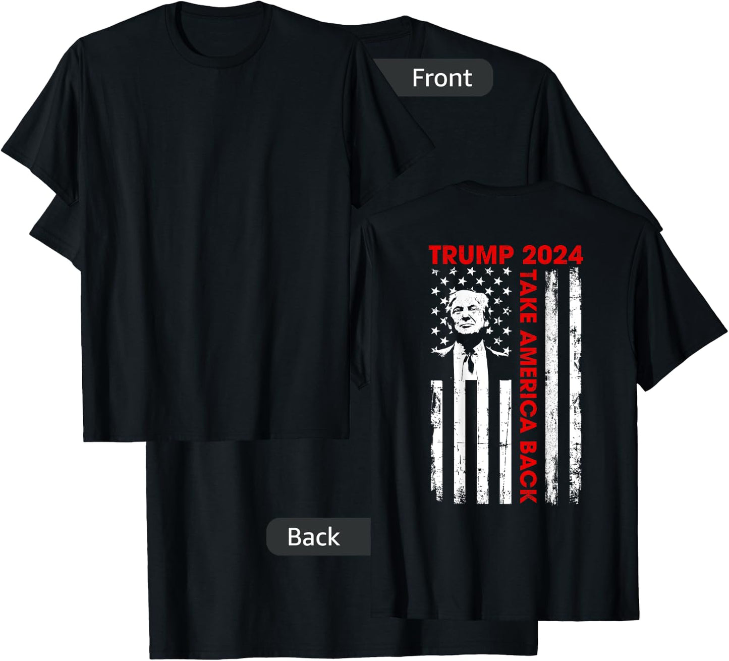 Donald Trump 2024 Take America Back American Flag (ON Back) Kids Men T-Shirt - T-Shirt | Black