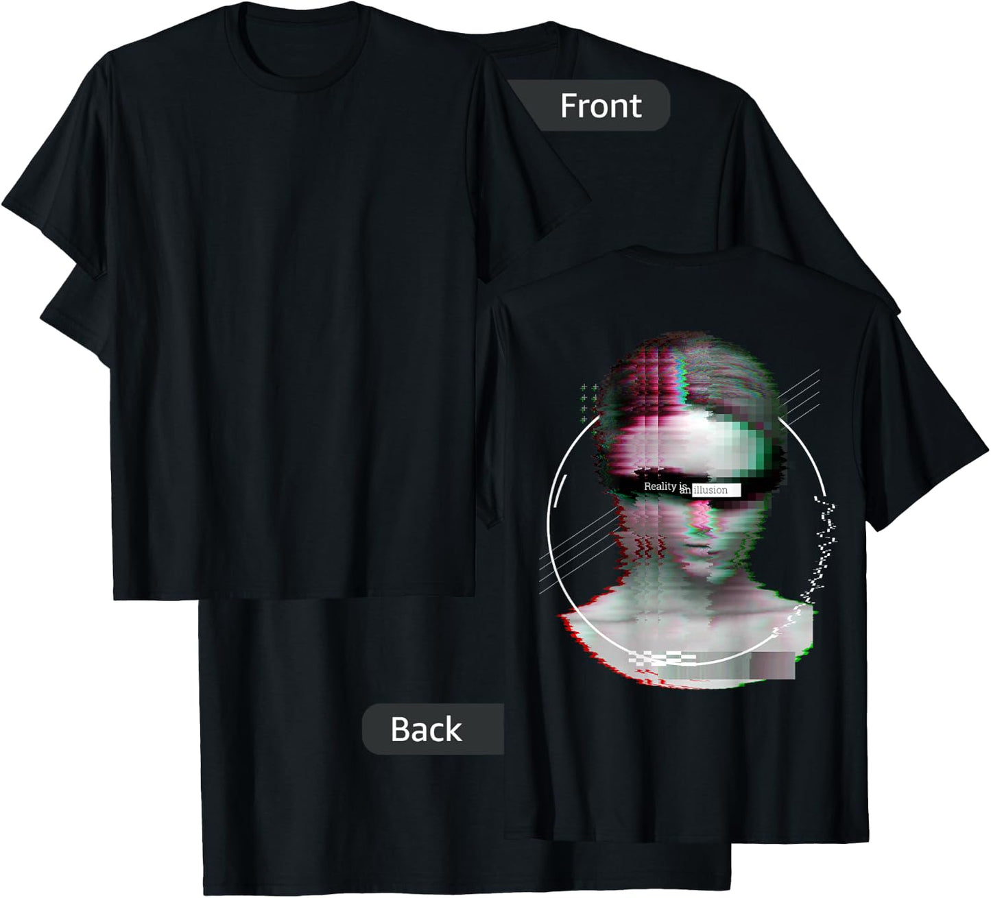 Back print: Techno music Vaporwave EDM party raver festival T-Shirt - T-Shirt | Black