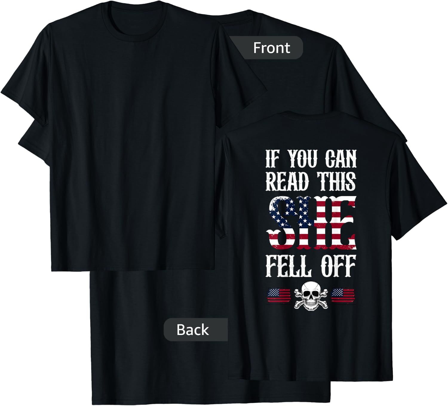 If You Can Read This She Fell Off Biker Motorcycle T-Shirt - T-Shirt | Black