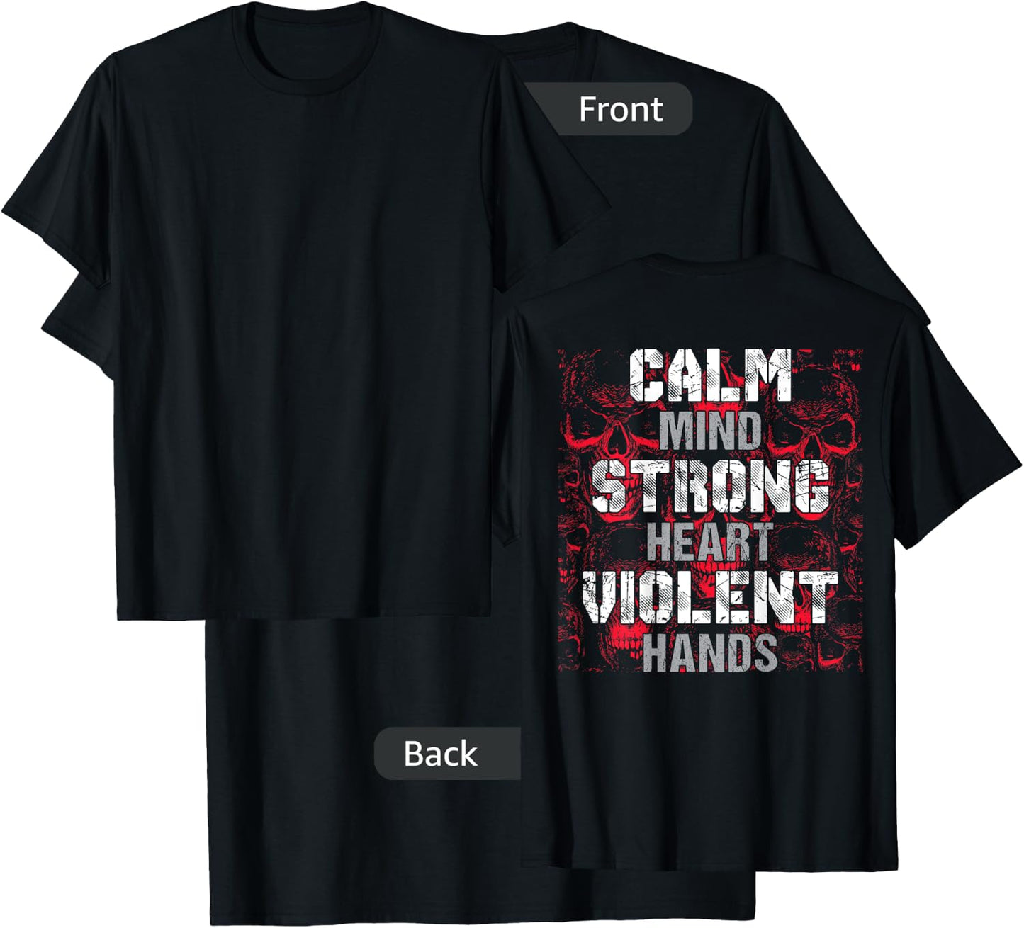 Vikings Gym Calm Mind Strong Heart Violent Hands Norsemen T-Shirt - T-Shirt | Black