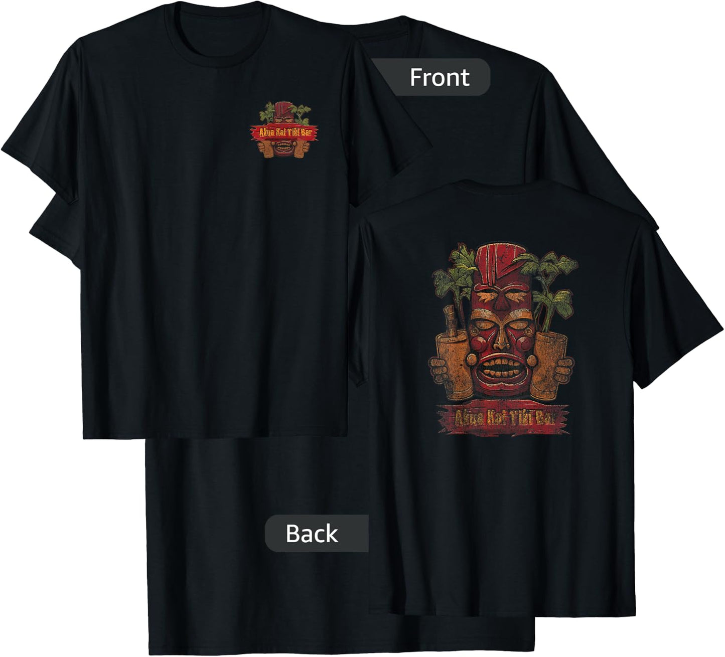 Akua Kai Tiki Bar / Hawaiian Tropical Dive Bar Style / T-Shirt - T-Shirt | Black