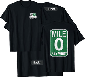 Key West Florida Mile 0 Duval St Souvenir Front Back Print T-Shirt - T-Shirt | Black