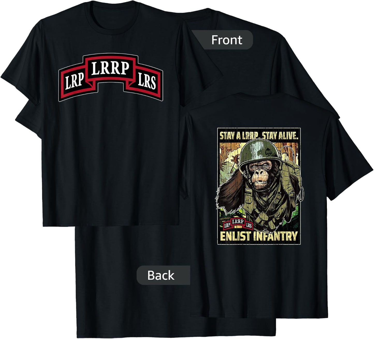 American Marauder: Stay a LRRP Front and Back Infantry T-Shirt - T-Shirt | Black