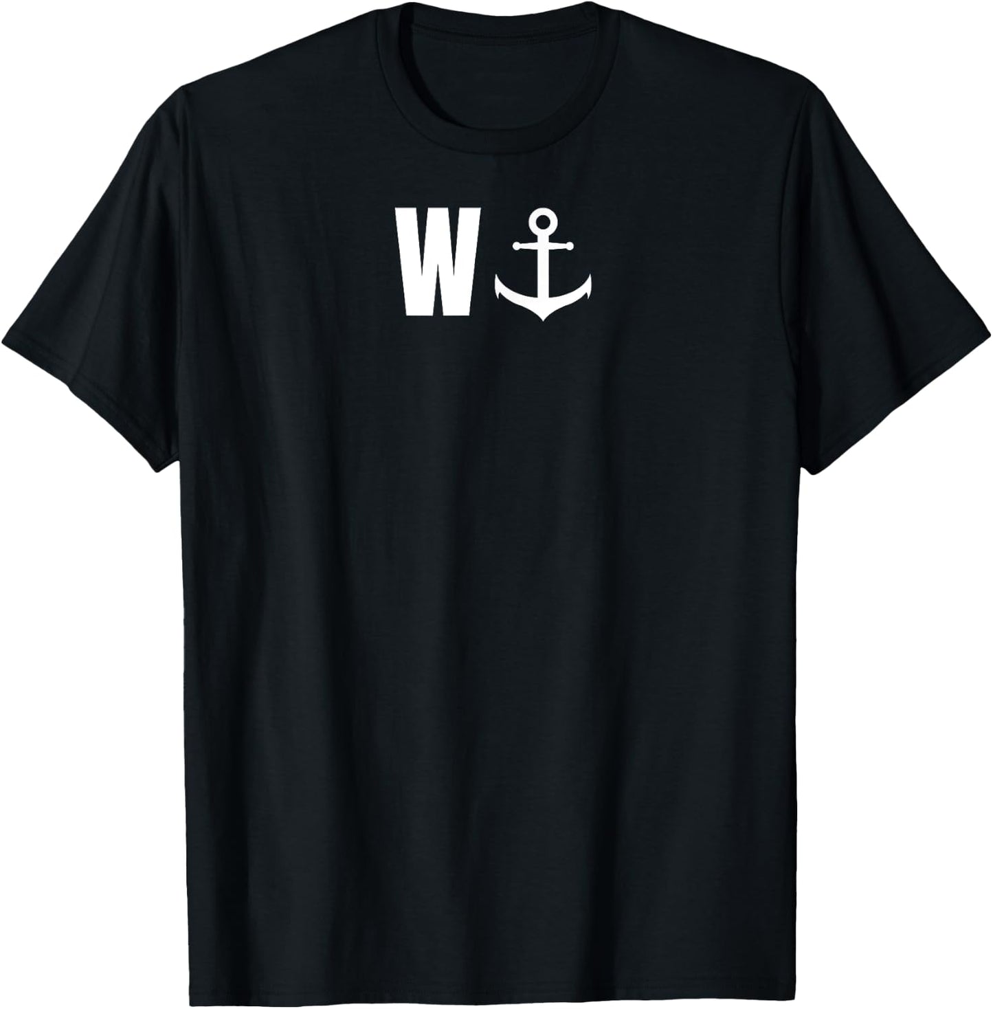 W with anchor, funny anchor, sailor, boat T-Shirt - T-Shirt | Black