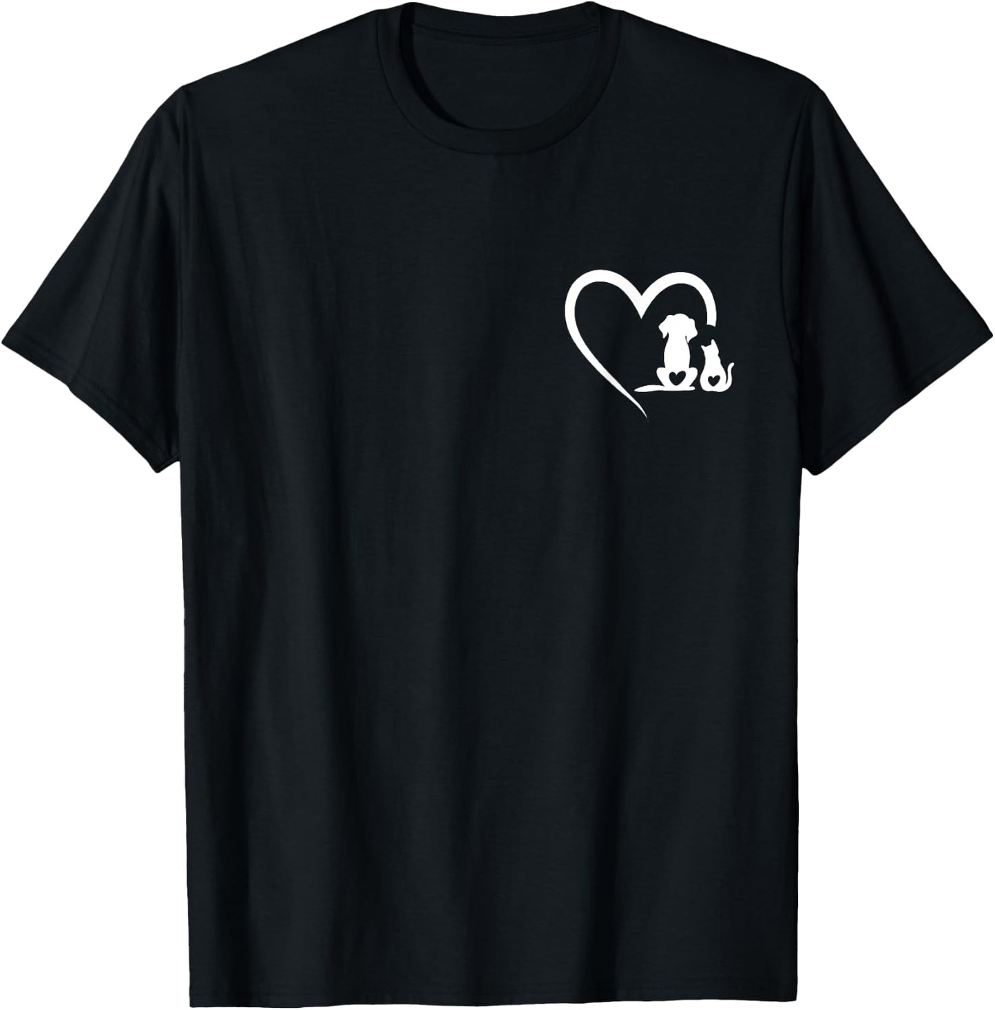 Dog Puppy and Baby Cat Heart Animal Dog & Cat Heart Men Women Girls Kids T-Shirt - T-Shirt | Black