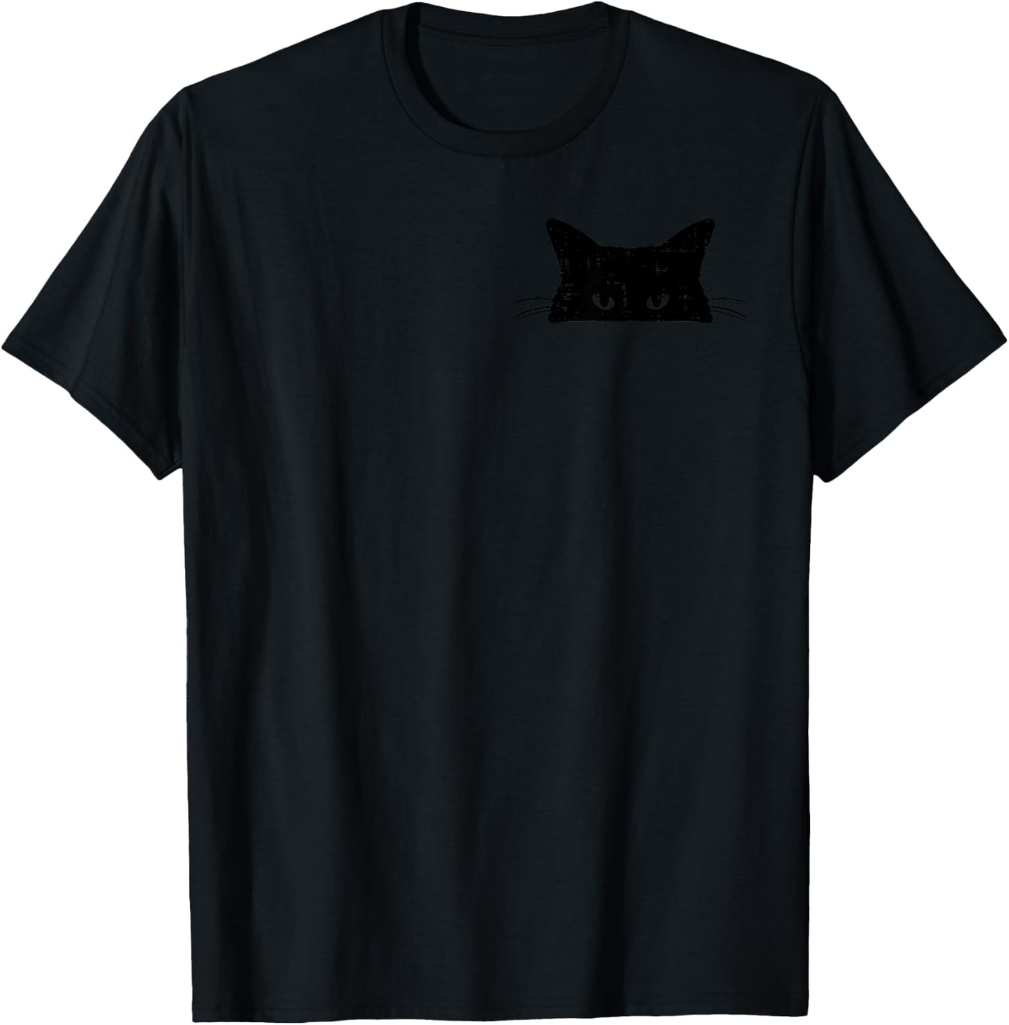 Peeking Black Cat Pocket Cute Men Women Kids Boys Girls T-Shirt - T-Shirt | Black