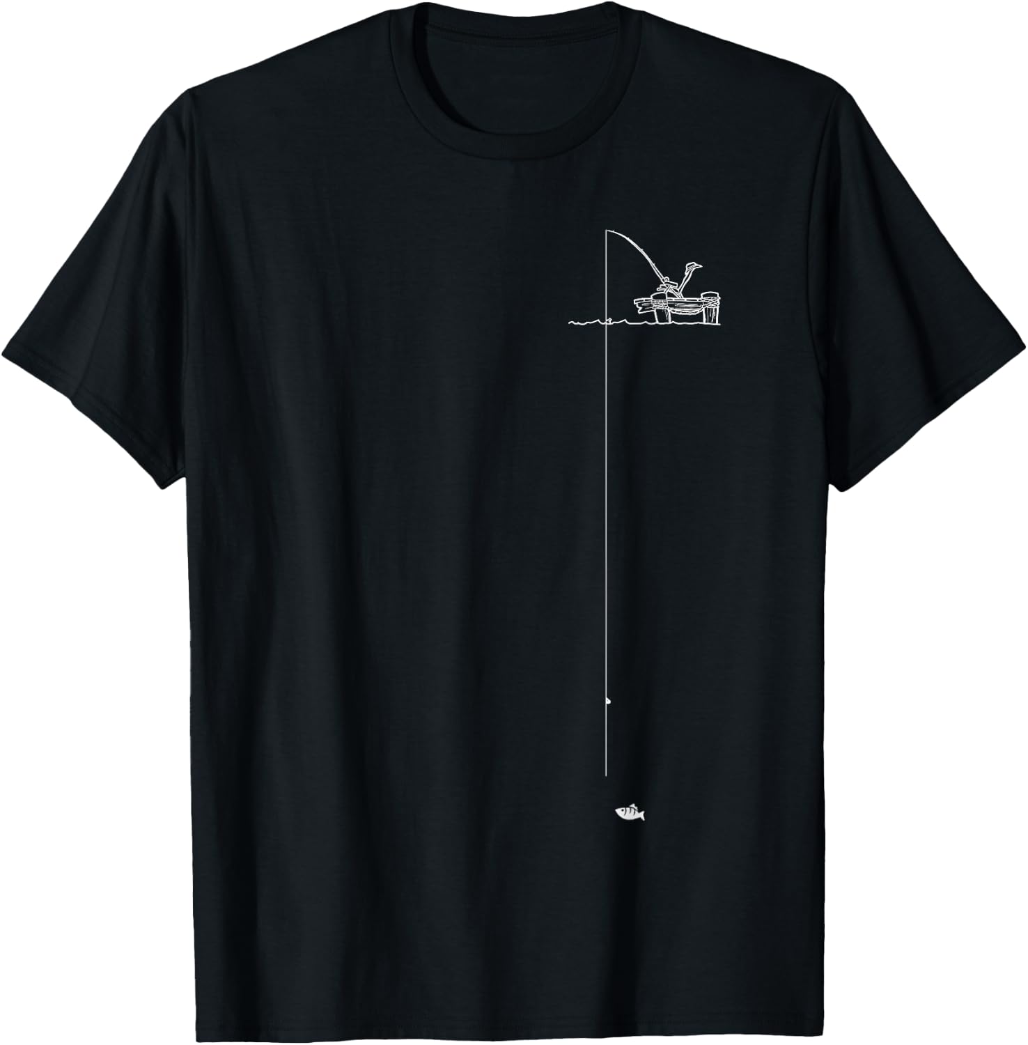 Fishing Pocket Design T-Shirt - T-Shirt | Black