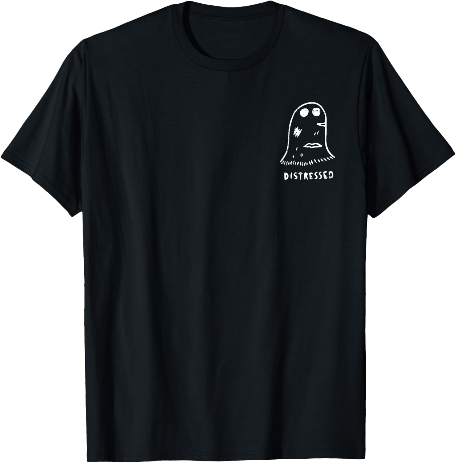 Ghost Pocket Distressed Halloween Costume Ghoul Spirit T-Shirt - T-Shirt | Black