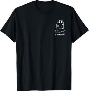 Ghost Pocket Distressed Halloween Costume Ghoul Spirit T-Shirt - T-Shirt | Black