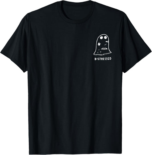 Ghost Pocket Distressed Halloween Costume Ghoul Spirit T-Shirt - T-Shirt | Black