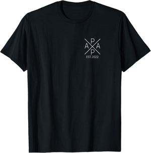 Proud Papa Est. 2022 Father 2022 promoted to Papa 2022 T-Shirt - T-Shirt | Black