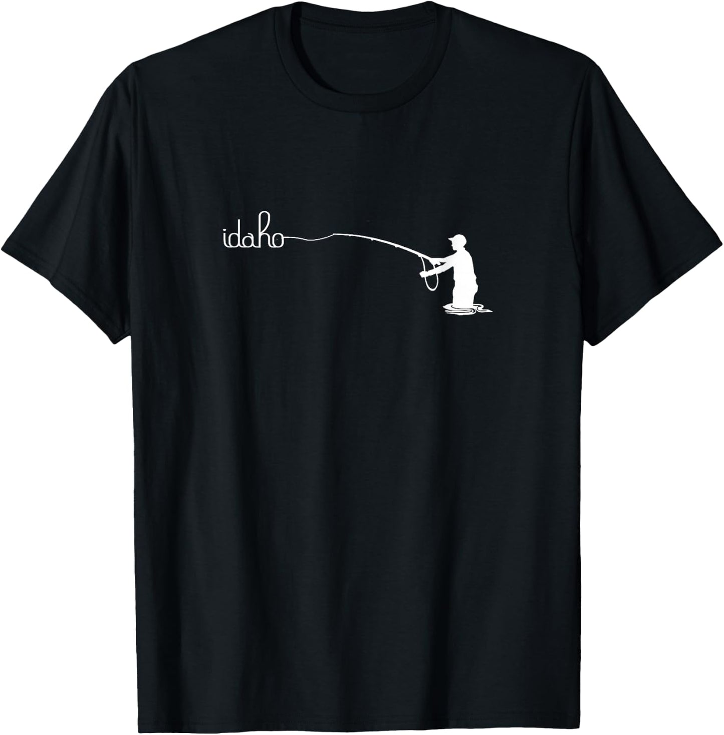 Fly Fish Idaho With White Text Trout Fishing T-Shirt - T-Shirt | Black