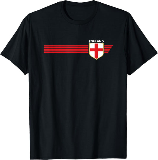 Vintage England Flag Shirt English Crest Great Britain UK T-Shirt - T-Shirt | Black