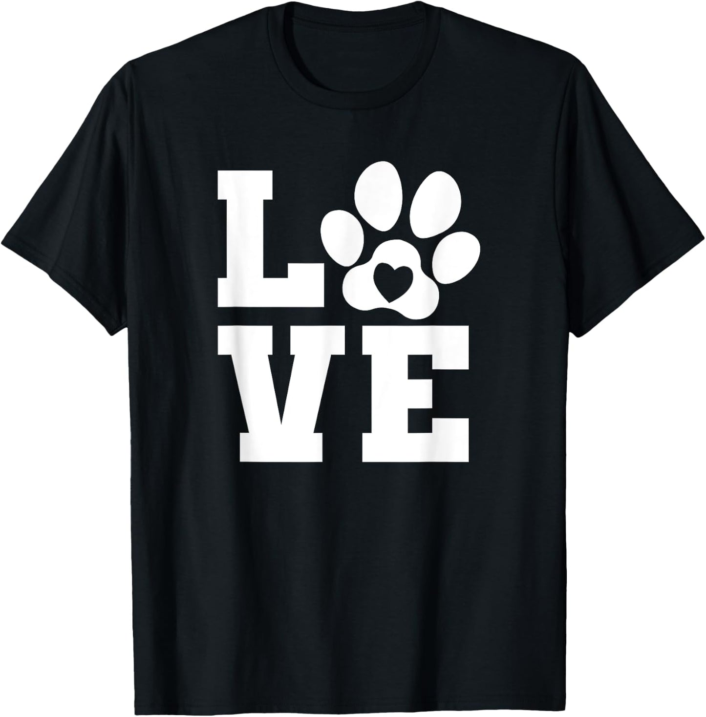 Love Pets Dog Cat Paw Lover Pet Owner Women Girls Funny Cute T-Shirt - T-Shirt | Black
