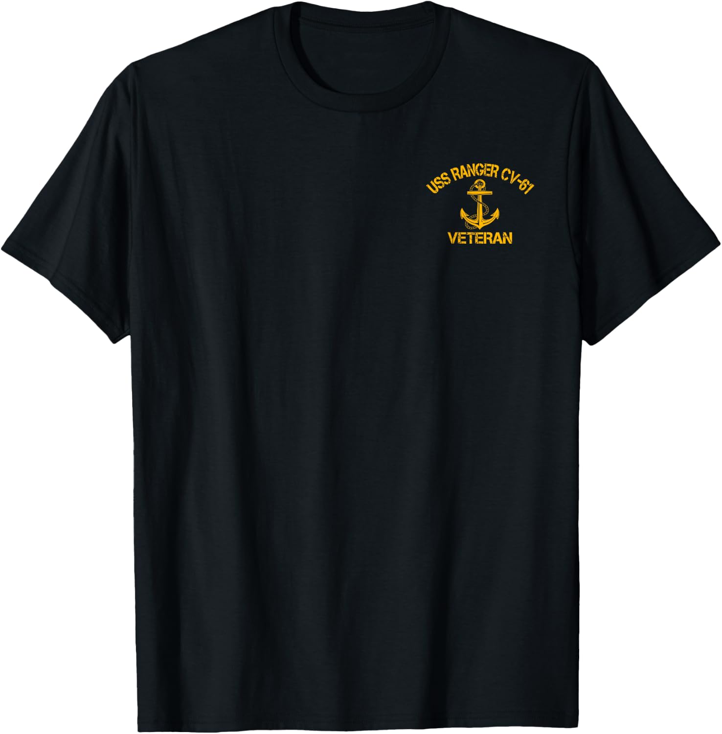 USS Ranger CV-61 Aircraft Carrier Veteran Flag Veterans Day T-Shirt - T-Shirt | Black