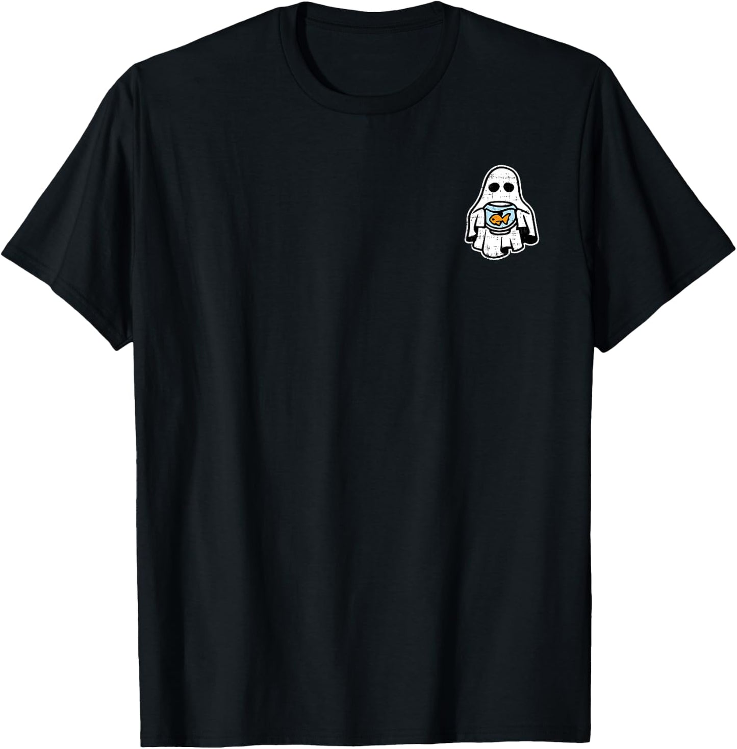 Ghost Pocket Fish Bowl Halloween Costume Ghoul Spirit T-Shirt - T-Shirt | Black