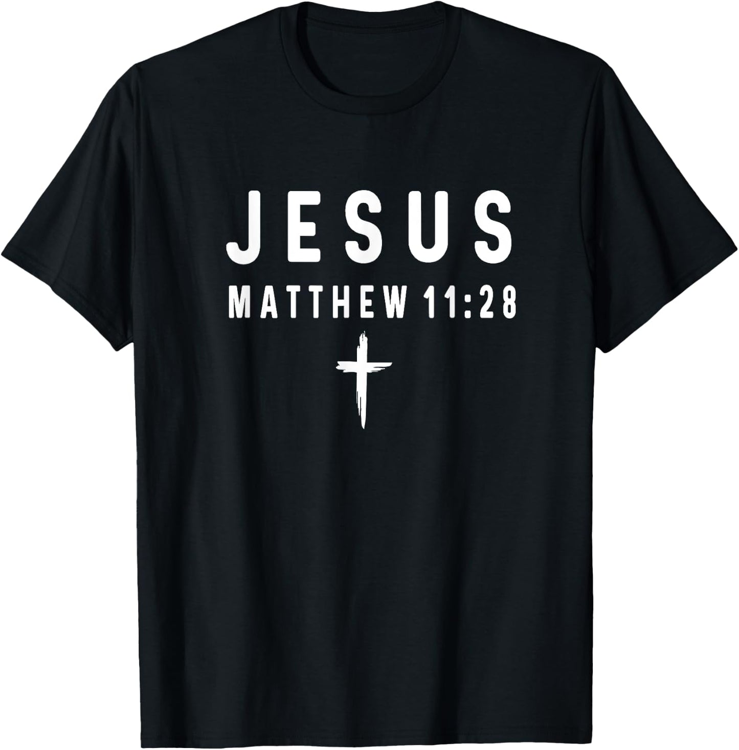 Matthew 11:28 11 28 Faith - God Jesus Religious Christian T-Shirt - T-Shirt | Black