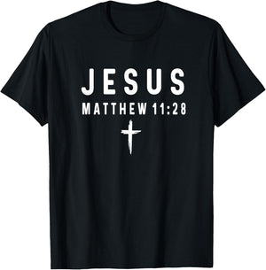 Matthew 11:28 11 28 Faith - God Jesus Religious Christian T-Shirt - T-Shirt | Black
