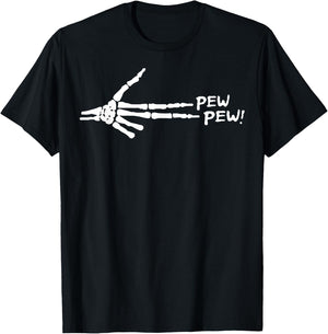 Skeleton Hand Pew Pew T-Shirt - T-Shirt | Black